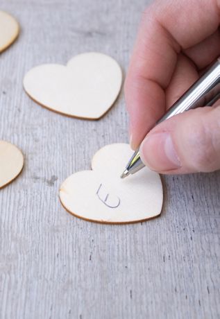 Wooden Hearts for Guest Book Alternative