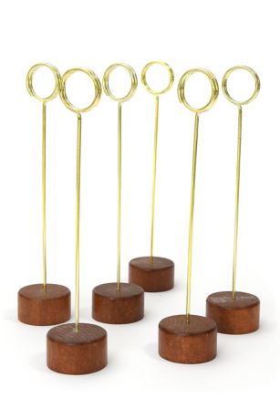 Wood and Gold Table Number Stand Set