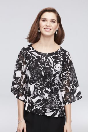 3/4 Sleeve Floral Top with Asymmetrical Hem