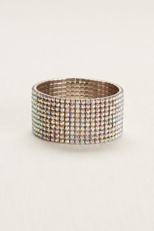 10-Row AB Iridescent Rhinestone Stretch Bracelet