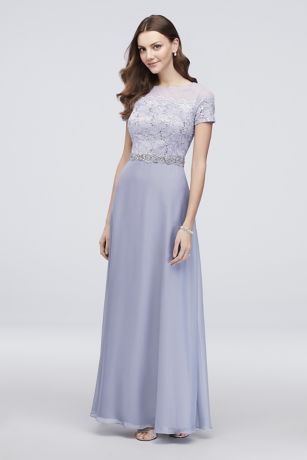 A-Line Lace Illusion Dress with Beaded Waist