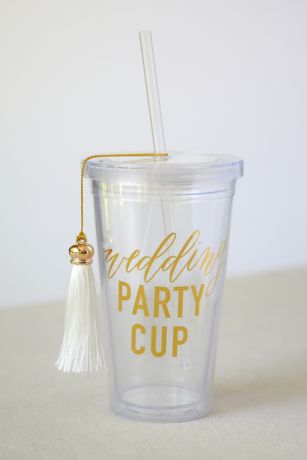 Wedding Party Cup with Straw and Lid