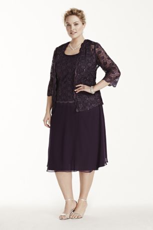 3/4 Sleeve 3 Piece Lace Chiffon Skirt Set