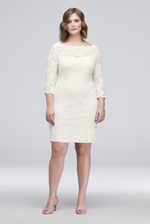 3/4 Sleeve Illusion Lace Plus Size Cocktail Dress