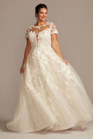 As Is Cap Sleeve Lace Plus Size Wedding Dress