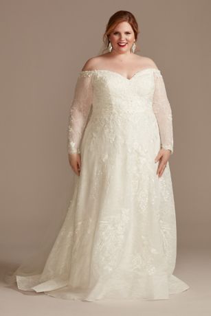 As Is Leafy Lace Off Shoulder Plus Wedding Dress