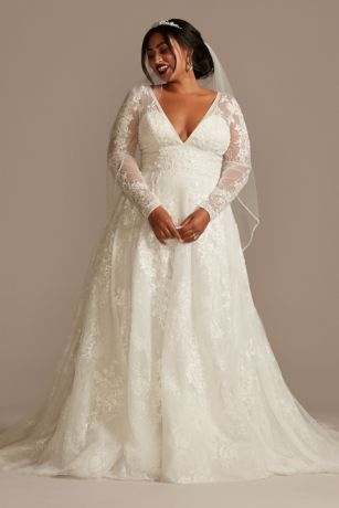 As Is Long Sleeve Open Back Plus Wedding Dress