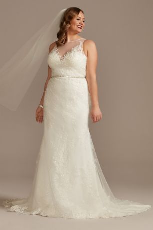 As Is Illusion Back Plus Size Wedding Dress