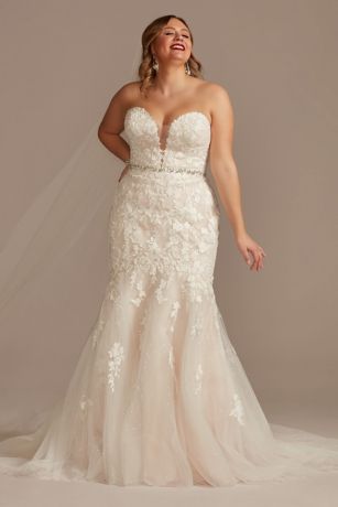 As Is Lace Applique Mermaid Plus Wedding Dress