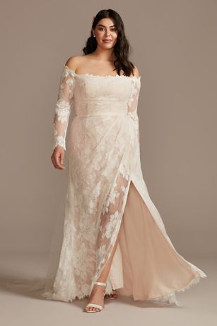 As Is Floral Lace Long Sleeve Plus Wedding Dress