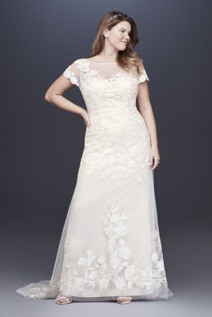 As Is Floral Cap Sleeve Plus Wedding Dress