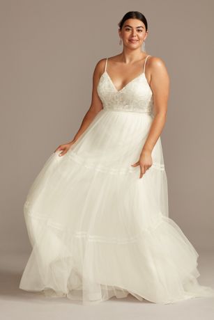 As Is Corset Tiered Chiffon Plus Wedding Dress (Copy)