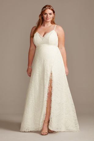 As Is Leaf Pattern Lace A-Line Plus Wedding Dress