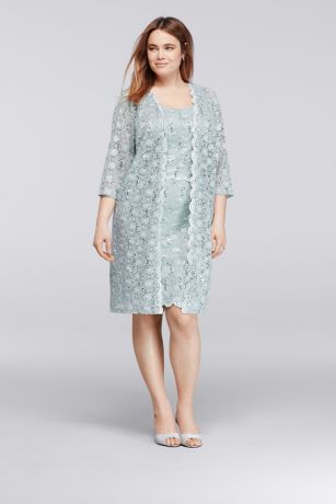 Allover Sequin Lace Plus Size Short Jacket Dress