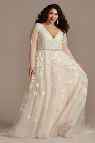 As Is Illusion Long Sleeve Wedding Dress