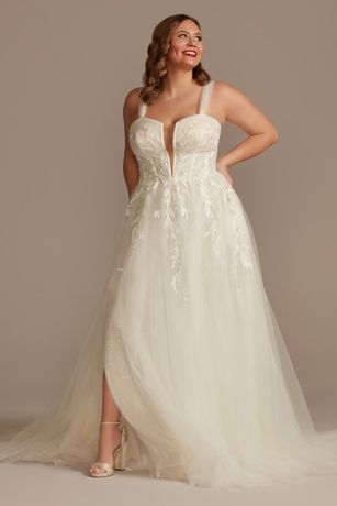 As Is Removable Straps Tulle Plus Wedding Dress