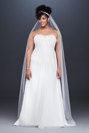 As - Is Pleated Chiffon Plus Size Wedding Dress