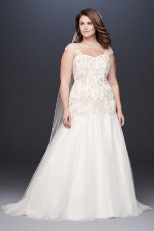 As Is Metallic Lace Applique Plus Wedding Dress