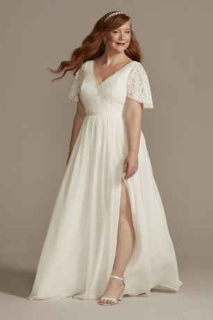 As Is Flutter Sleeve Plus Wedding Dress