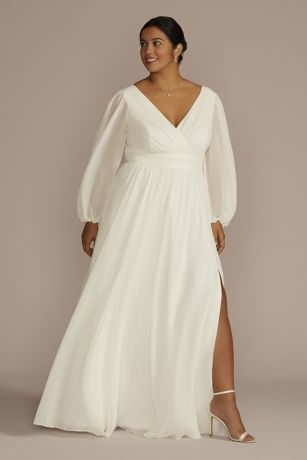 As Is Long Sleeve Chiffon A-Line Wedding Dress