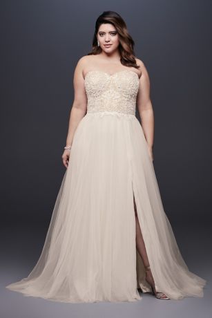 As Is Beaded Lace Strapless Wedding Dress