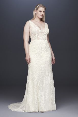 As Is Illusion Bodice Plus Size Wedding Dress