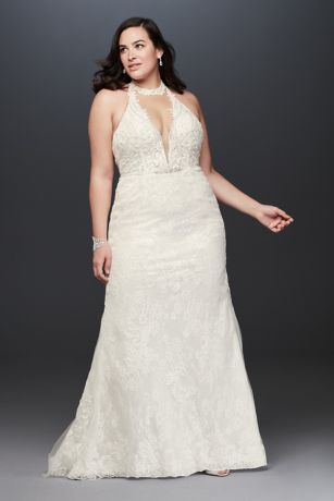 As Is Halter Plus Size Wedding Dress