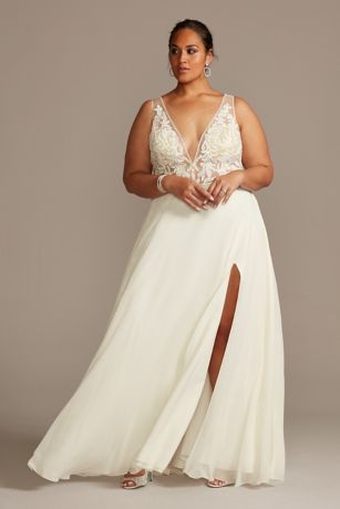 As Is Illusion Chiffon Plus Size Wedding Dress