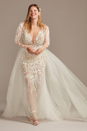 As Is Illusion Plus Size Bodysuit Wedding Dress