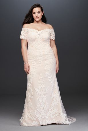 As Is Off the Shoulder Lace Plus Wedding Dress