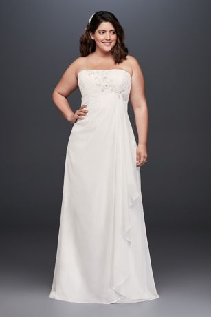 As Is Draped Chiffon Plus Size Wedding Dress