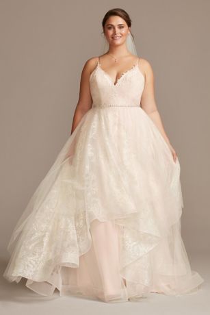 As Is Floral and Tulle Layered Plus Wedding Dress