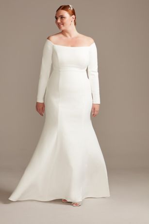 As Is Off-Shoulder Button Back Plus Wedding Dress