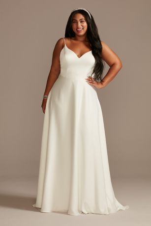 As Is Illusion Back V-Neck Satin Wedding Dress