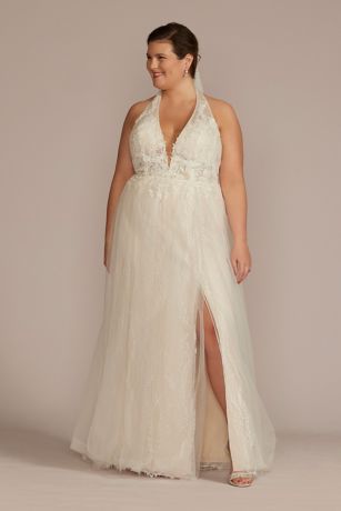 As Is Lace Halter A-Line Plus Wedding Dress