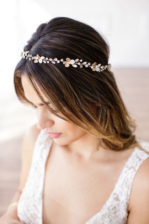 14k Gold and Crystal Petals Halo Headband