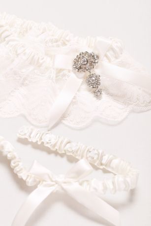 Adjustable Jeweled Lace Garter Set