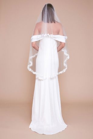 Ansari Floral Embroidered Tulle Fingertip Veil