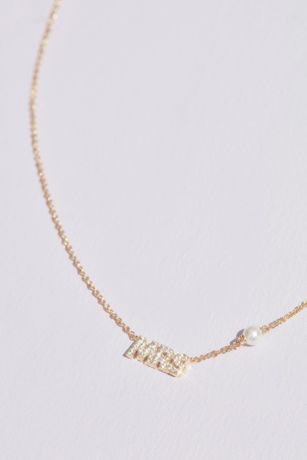 18K Gold Plated MRS Necklace with Pearl Detail