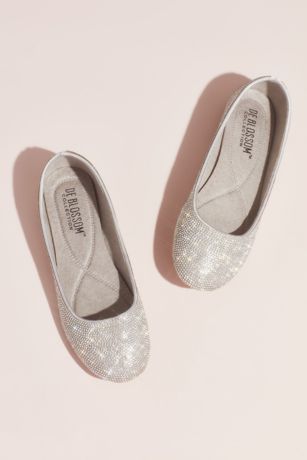 Allover Crystal Ballet Flats with Satin Piping