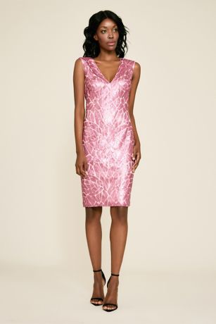 Akers Short Sequin Embroidered V-Neck Sheath Dress