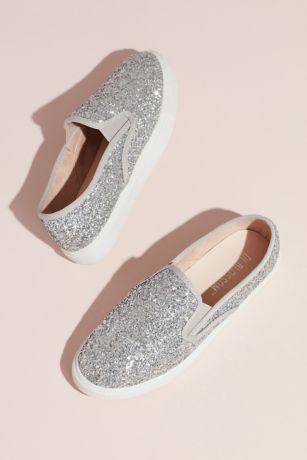 Allover Glitter Slip-On Sneakers with Rubber Sole