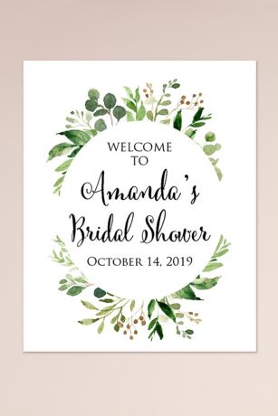 Wreath Personalized Bridal Shower Welcome Sign