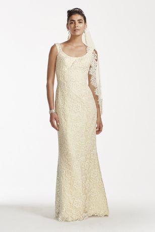 As Is Oleg Cassini Lace Tank Scoop Wedding Dress