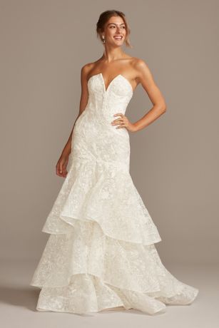 As Is Notch-Neck Lace Corset Mermaid Wedding Dress