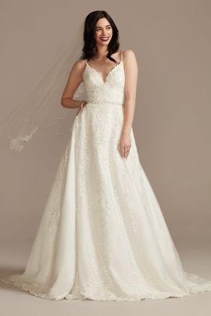 As Is Lace Applique Spaghetti Strap Wedding Dress