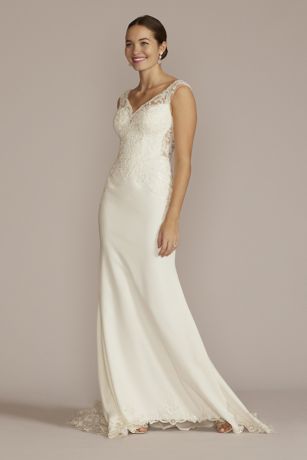 Applique Mermaid Wedding Dress with Lace Train