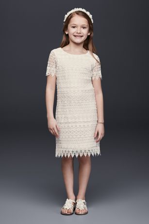 Allover Lace Flower Girl Shift Dress