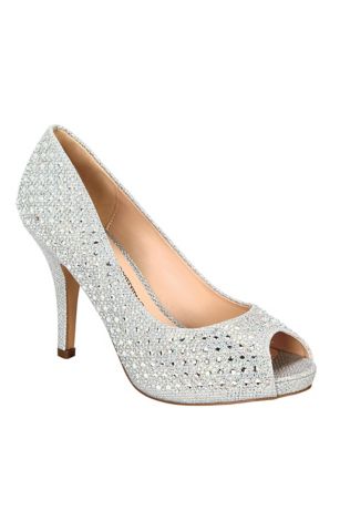 Allover Crystal Peep Toe Heel