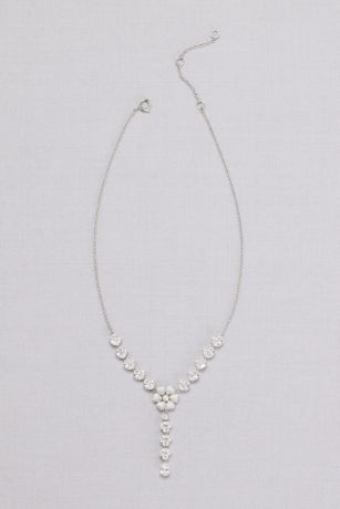 Y-Neck Crystal-Dusted Flower Necklace